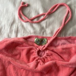 Juicy Couture Vintage Terry Cloth Halter Y2K O-Ring Keyhole Dress Cover Up